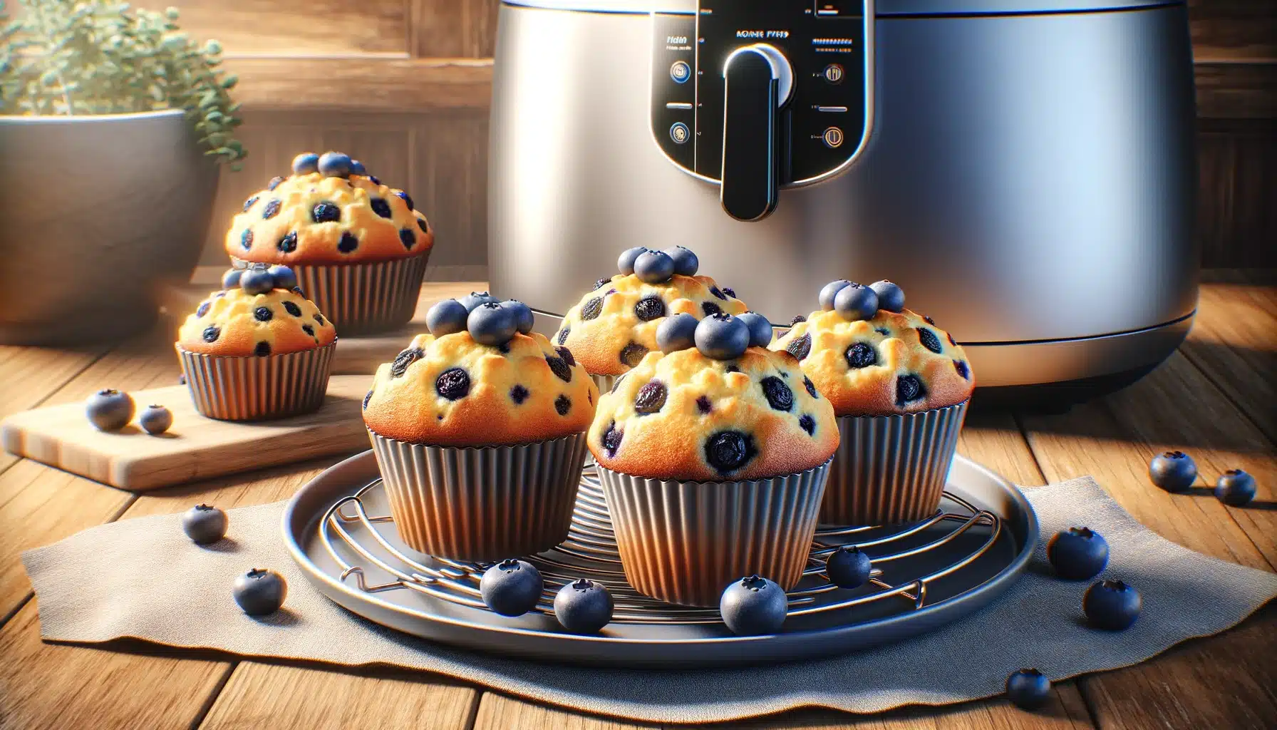 Muffins de Mirtilo na Air Fryer - Lanche Rápido e Saboroso
