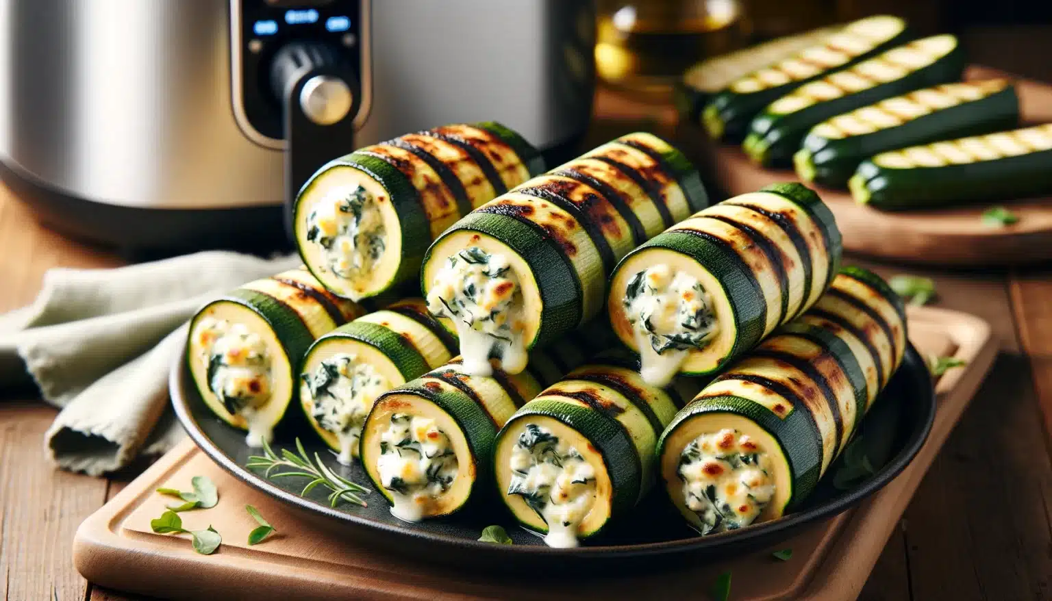 Rolinhos de Curgete Recheados na Air Fryer