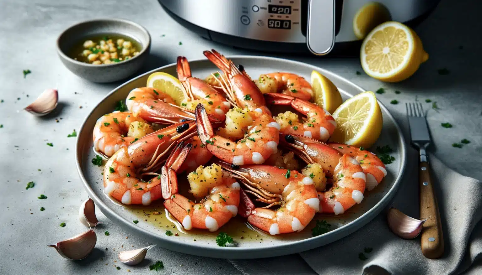 Camarões ao Alho e Limão na Air Fryer