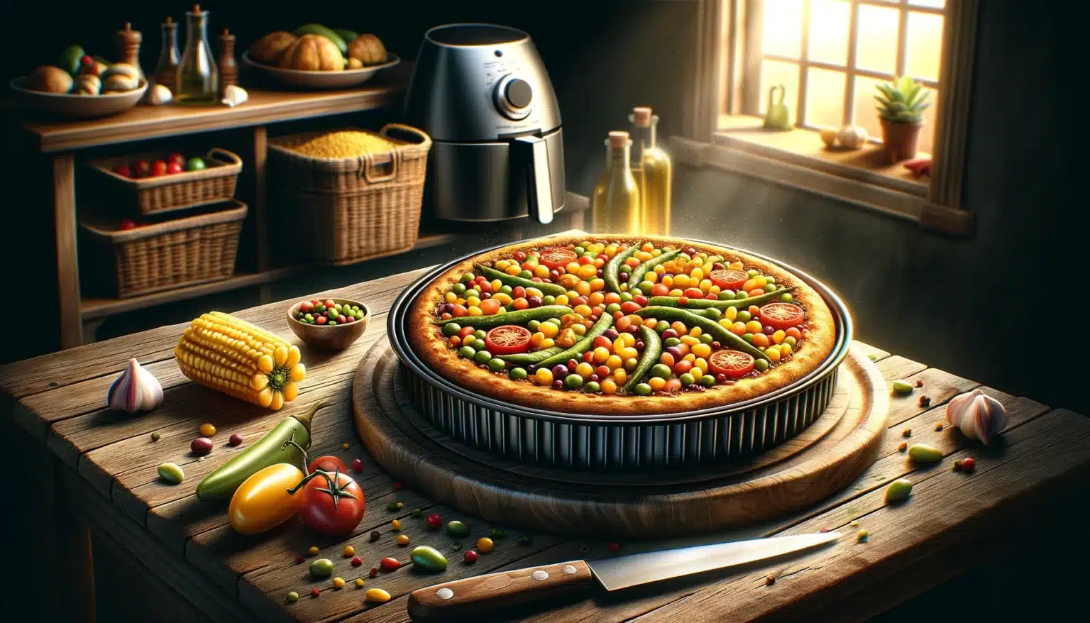 Tortilha de Legumes com Frango na Air Fryer