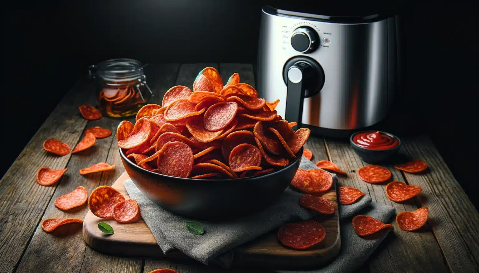 Chips de Pepperoni na Air Fryer