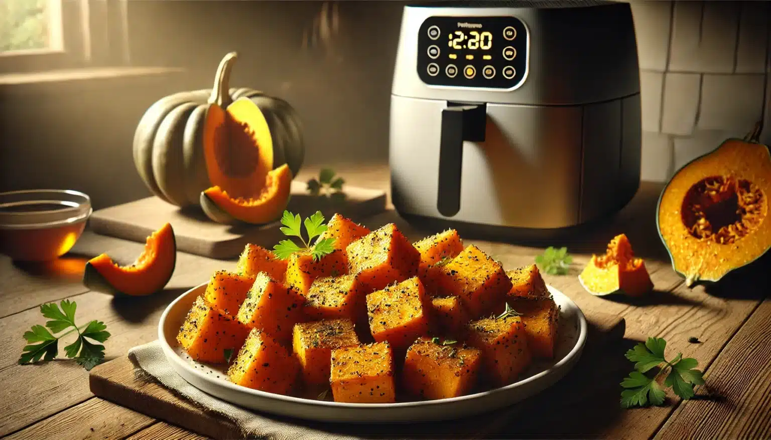 Abóbora com Cominhos e Mel na Air Fryer