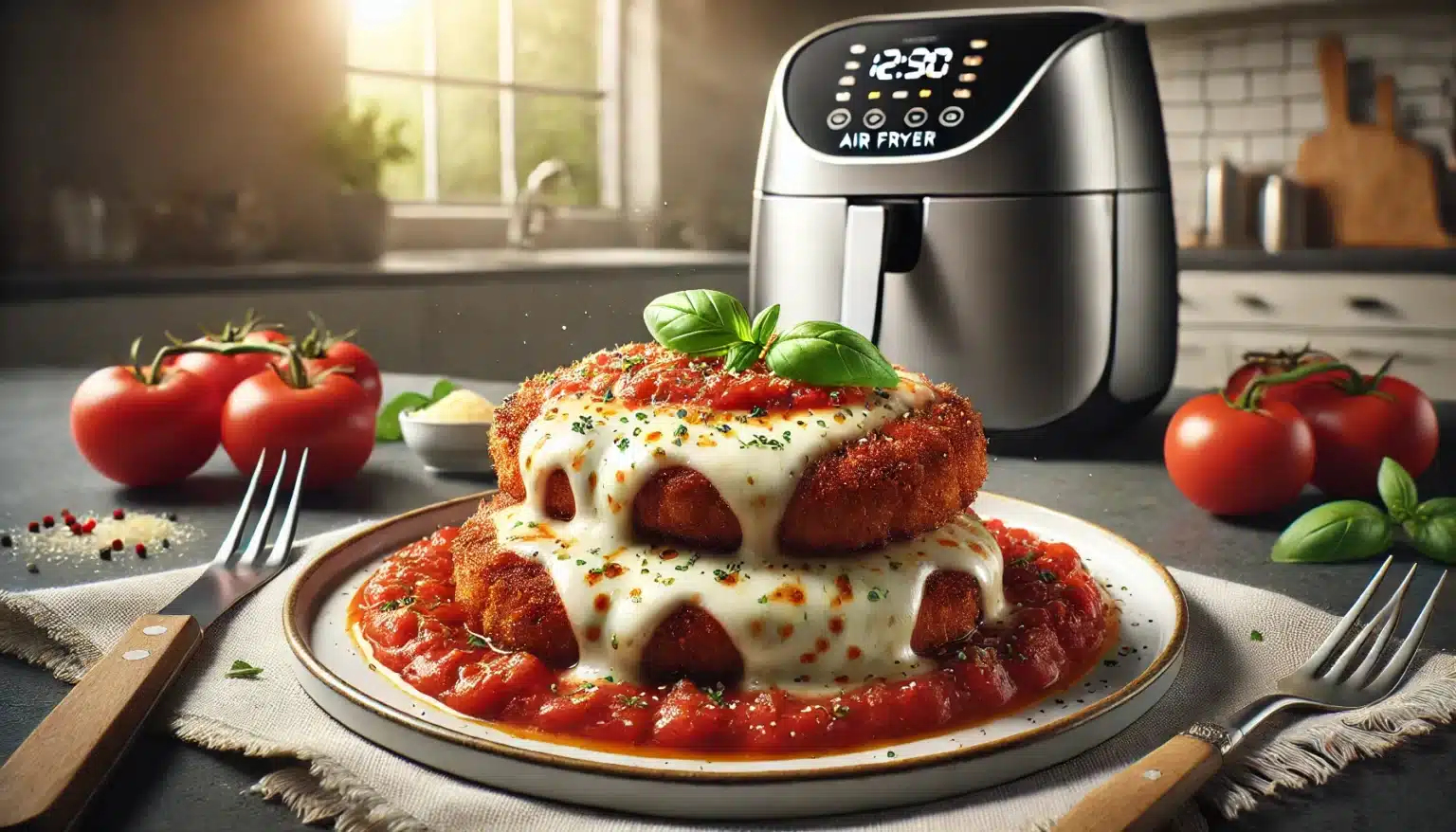 Bife à Parmegiana na Air Fryer