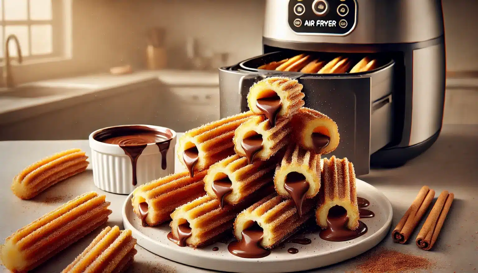 Churros de Chocolate na Air Fryer