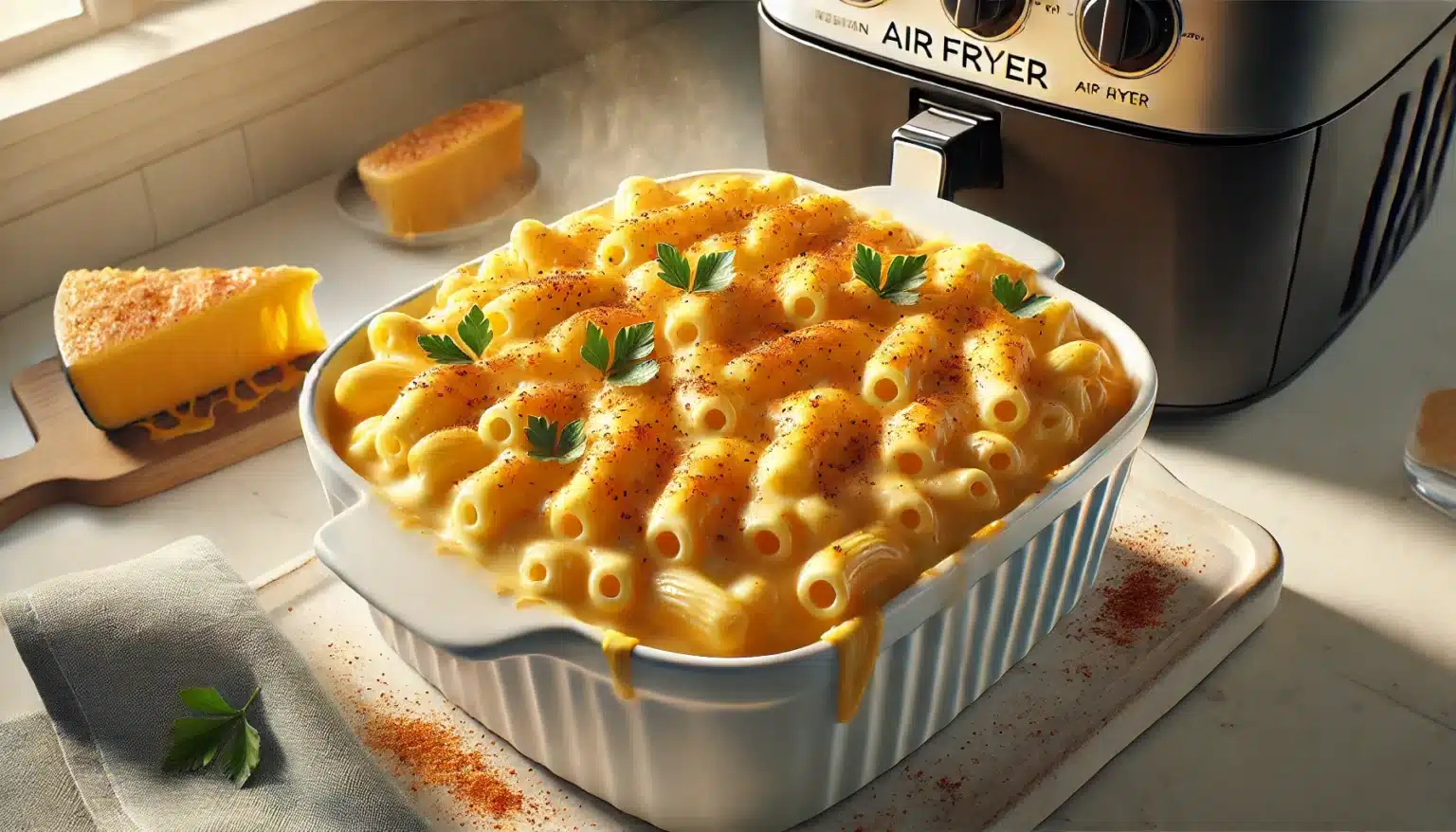 Macarrão com Queijo Cremoso na Air Fryer