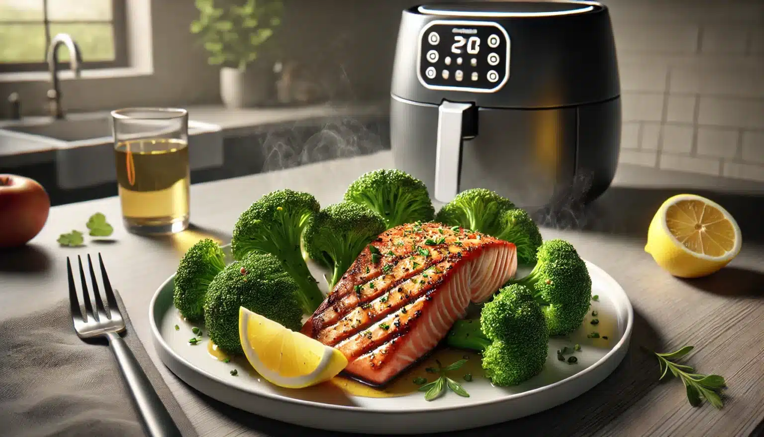 Salmão com Brócolos na Air Fryer