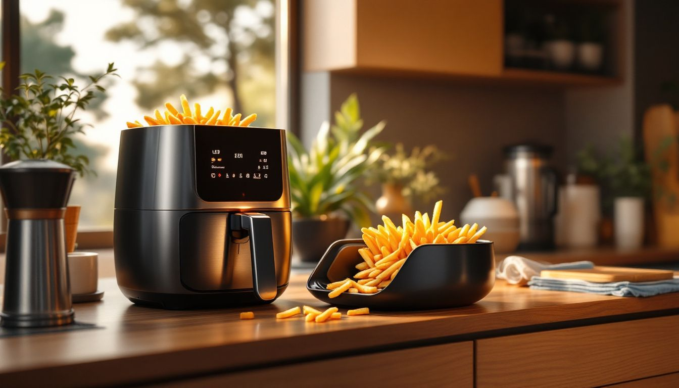 Como escolher a melhor air fryer para sua casa, com várias opções de fritadeiras.