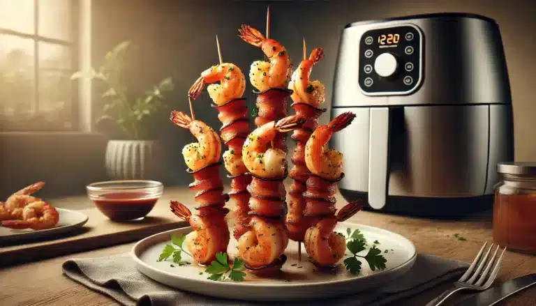 Espetadas de Camarão com Bacon na Air Fryer