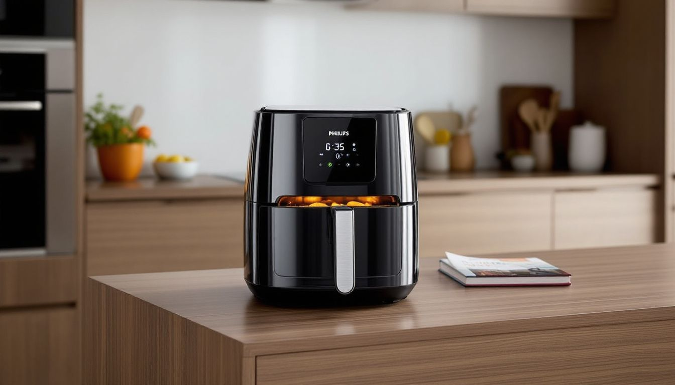 Philips Air Fryer XXL HD9285/96, ideal para famílias, em uma cozinha moderna.